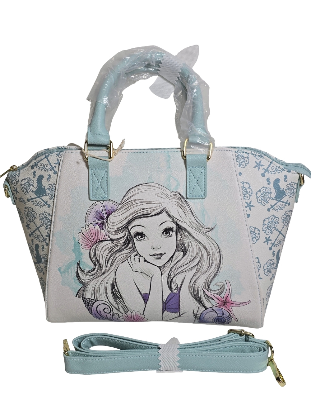 Loungefly Disney Little Mermaid Ariel Watercolor Coastal Satchel Tote Bag NWT - Picture 1 of 4